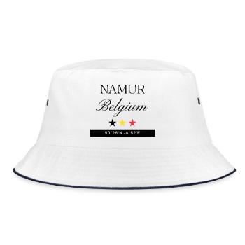 Namur Belgien Souvenir – Reise minimalistisch - Bucket Hat - Weiß/Navy - Vorne