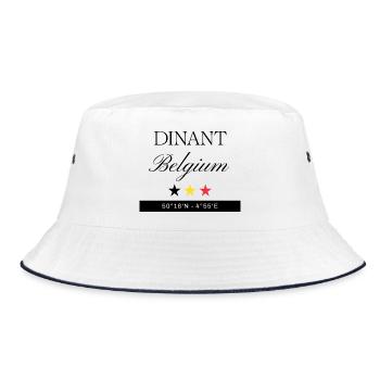 Dinant Belgien Souvenir – Reise minimalistisch - Bucket Hat - Weiß/Navy - Vorne