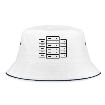 Rechenzentrum-Server-Zeilen-Symbol - Bucket Hat - Weiß/Navy - Vorne