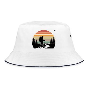 Sonnenuntergang Wanderer Pfad - Bucket Hat - Weiß/Navy - Vorne