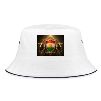 Kurdistan-Schildemblem mit Stieren - Bucket Hat - Weiß/Navy - Vorne