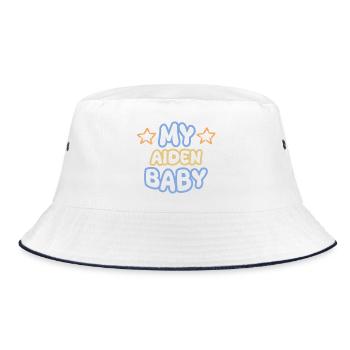 Aiden als Spruch - Bucket Hat - Weiß/Navy - Vorne
