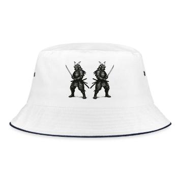 Doppel-Samurai Schattenrüstung - Bucket Hat - Weiß/Navy - Vorne
