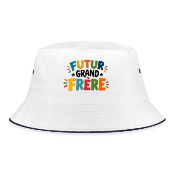 Zukünftiges T-Shirt für große Bruder - Bucket Hat - Weiß/Navy - Vorne