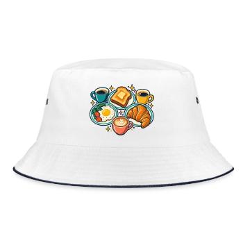 Frühstücksclub – Gemeinsam startet es besser - Bucket Hat - Weiß/Navy - Vorne