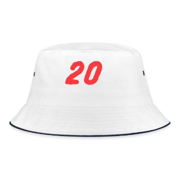 Nummer 20 fett in Rot - Bucket Hat - Weiß/Navy - Vorne