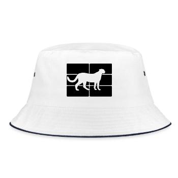 Gepard Raster Silhouette - Bucket Hat - Weiß/Navy - Vorne