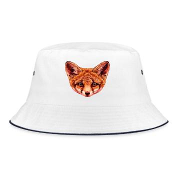 fuchsbaby Kopf Illustration - Bucket Hat - Weiß/Navy - Vorne