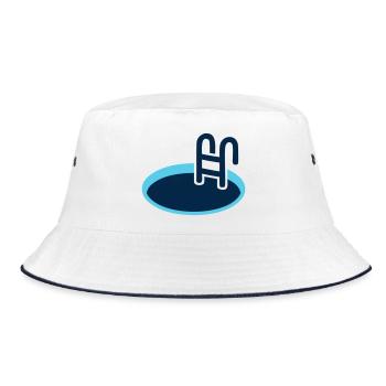 Eisbad Pool Schwimm Logo - Bucket Hat - Weiß/Navy - Vorne