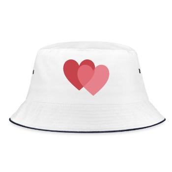 HERZ. HERZ. VALENTINSTAG. LIEBE. LIEBE. PAAR. - Bucket Hat - Weiß/Navy - Vorne
