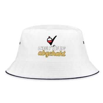 Angler Geschenk nach bestandener Angelprüfung - Bucket Hat - Weiß/Navy - Vorne