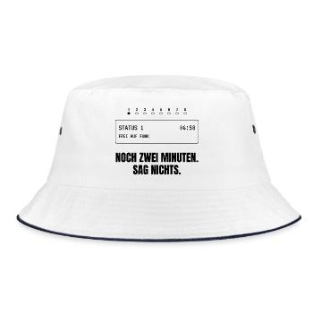 Noch zwei Minuten. Sag nichts. - Bucket Hat - Weiß/Navy - Vorne