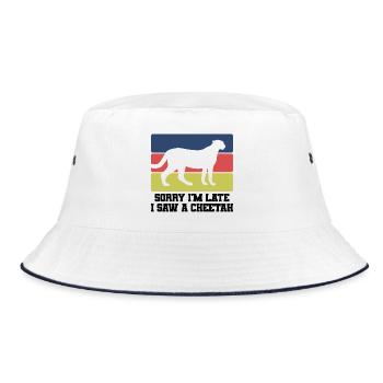 Sorry I’m Late – Gepard - Bucket Hat - Weiß/Navy - Vorne