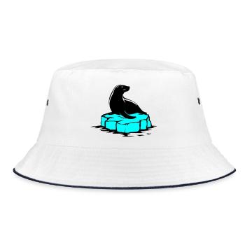 Seelöwe auf Eisscholle - Bucket Hat - Weiß/Navy - Vorne