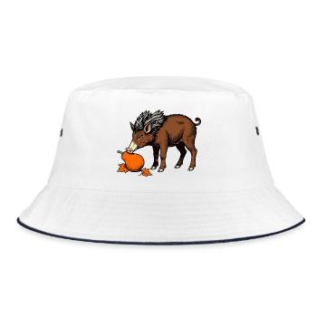 Wildschwein an der Birne - Bucket Hat - Weiß/Navy - Vorne