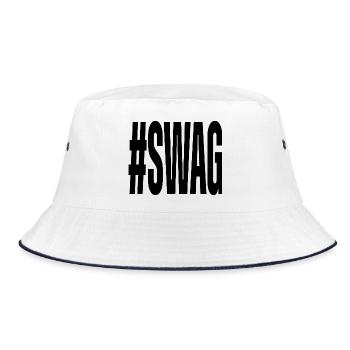 Hashtag Swag Männer und Frauen Lustig - Bucket Hat - Weiß/Navy - Vorne
