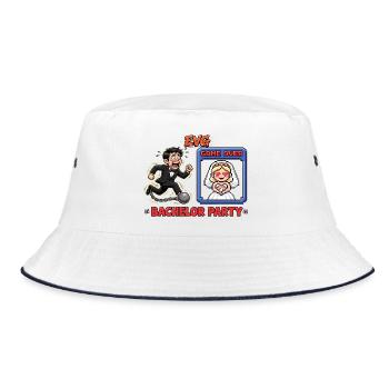 Junggesellinnenabschied, Hochzeit, Comedy-Hochzeit, Team des Bräutigams - Bucket Hat - Weiß/Navy - Vorne