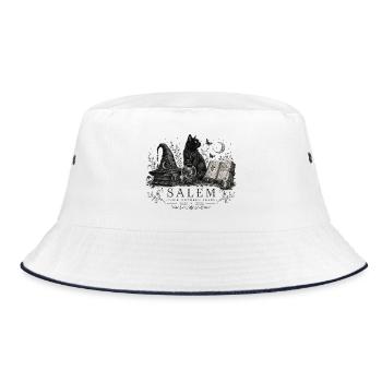 Salem 400 Jahre Witchy Black Cat Vintage Halloween - Bucket Hat - Weiß/Navy - Vorne