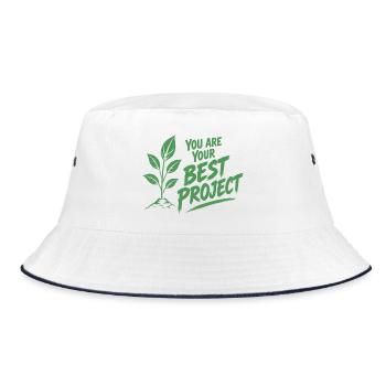 You Are Your Best Project Achtsamkeit Pflanzen - Bucket Hat - Weiß/Navy - Vorne