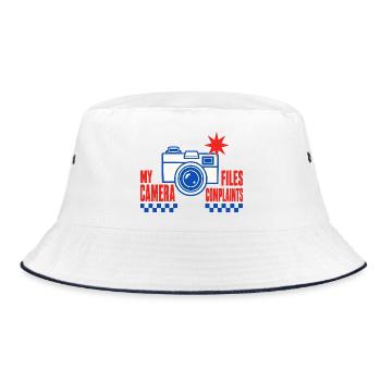 Fotografie – My Camera Files Complaints - Bucket Hat - Weiß/Navy - Vorne