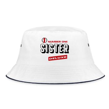 Sister Number One Deluxe Bester Familie Sister - Bucket Hat - Weiß/Navy - Vorne