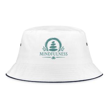 Mindfulness Achtsamkeit Zen Steine Meditation - Bucket Hat - Weiß/Navy - Vorne