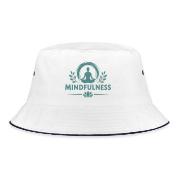 Mindfulness Achtsamkeit Meditierende Lotussitz  - Bucket Hat - Weiß/Navy - Vorne