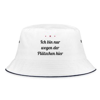Ich bin nur wegen der Plätzchen hier - Bucket Hat - Weiß/Navy - Vorne