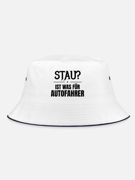 Stau? Ist was für Autofahrer - Bucket Hat - Weiß/Navy