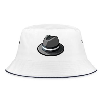 Gangster-Hut-Fedora - Bucket Hat - Weiß/Navy - Vorne