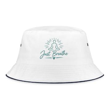  Yogasitz Achtsankeit Entspannung - Bucket Hat - Weiß/Navy - Vorne