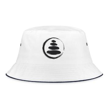 Zen Steine Balance - Bucket Hat - Weiß/Navy - Vorne