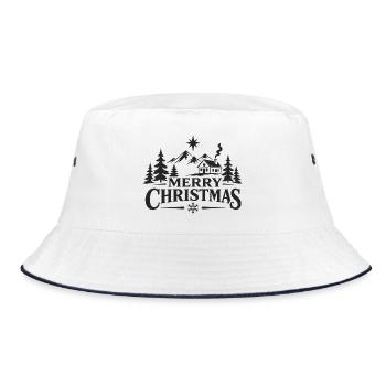 Merry Christmas Berghütte - Bucket Hat - Weiß/Navy - Vorne