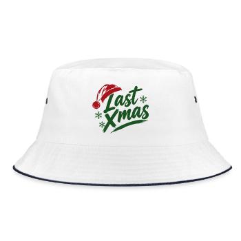 Last Xmas Mütze - Bucket Hat - Weiß/Navy - Vorne