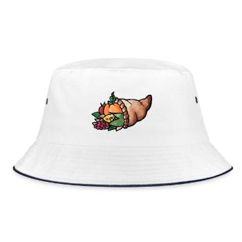 Aquarell Cornucopia Harvest - Bucket Hat - Weiß/Navy - Vorne