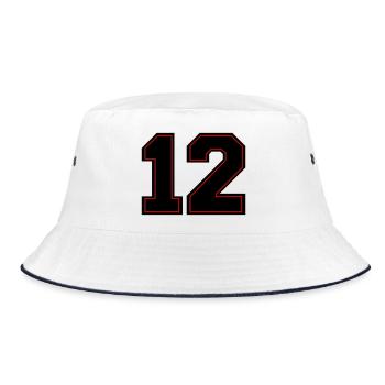 Rote Zahlen 12 Umriss - Bucket Hat - Weiß/Navy - Vorne
