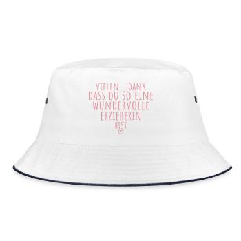 Beste Erzieherin Herz Dankeschön Kindergärtnerin - Bucket Hat - Weiß/Navy - Vorne