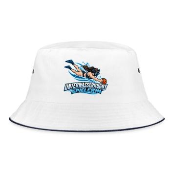 Unterwasserrugby Spielerin Illustration - Bucket Hat - Weiß/Navy - Vorne