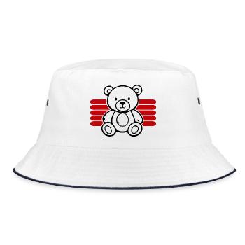 Baby Spielzeug Teddybär Stofftier lustige Sprüche - Bucket Hat - Weiß/Navy - Vorne