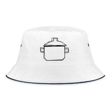 Kochtopf handgezeichnet - Bucket Hat - Weiß/Navy - Vorne