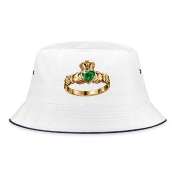 Irischer Claddagh-Ring - Bucket Hat - Weiß/Navy - Vorne