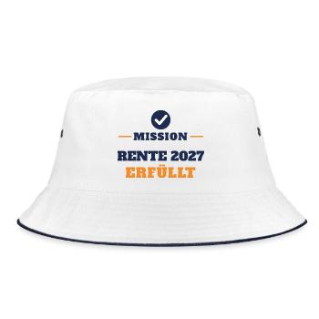 Rente 2027 – Mission erfüllt Ruhestand Geschenk - Bucket Hat - Weiß/Navy - Vorne