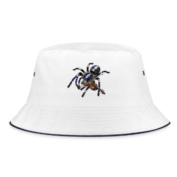 Vogelspinne mit Geige - Bucket Hat - Weiß/Navy - Vorne