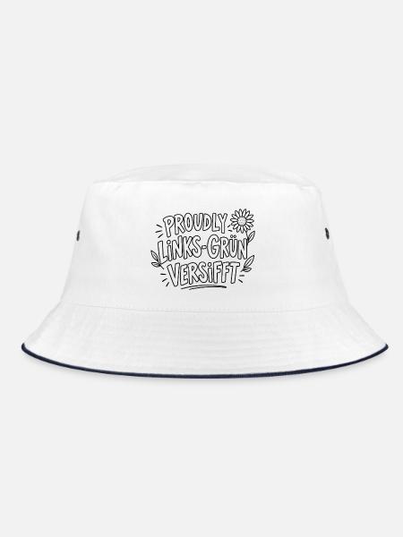 Proudly Links-Grün Versifft – Statement - Bucket Hat - Weiß/Navy