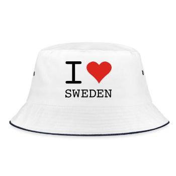 I LOVE SWEDEN Schweden - Bucket Hat - white/navy - Front