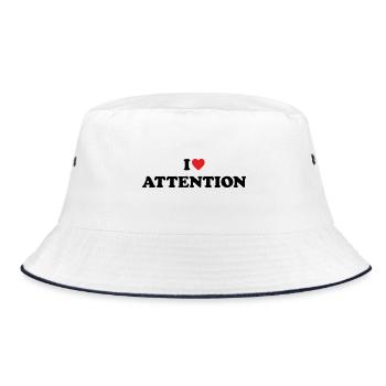 "I love attention" // trending designs - Bucket Hat - Weiß/Navy - Vorne