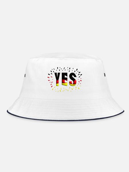 Deutschlandfarben cooler Hingucker mit Ja. - Bucket Hat - Weiß/Navy - Vorne