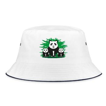 Lustige Panda Familie im Grünen. - Bucket Hat - Weiß/Navy - Vorne
