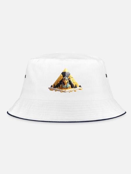 Pharao Schwarz-Gold – Ägypten Diorama - Bucket Hat - Weiß/Navy