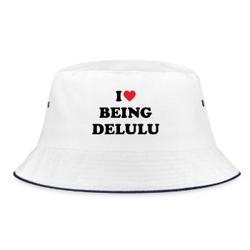 "I love being delulu" // trending designs - Bucket Hat - Weiß/Navy - Vorne